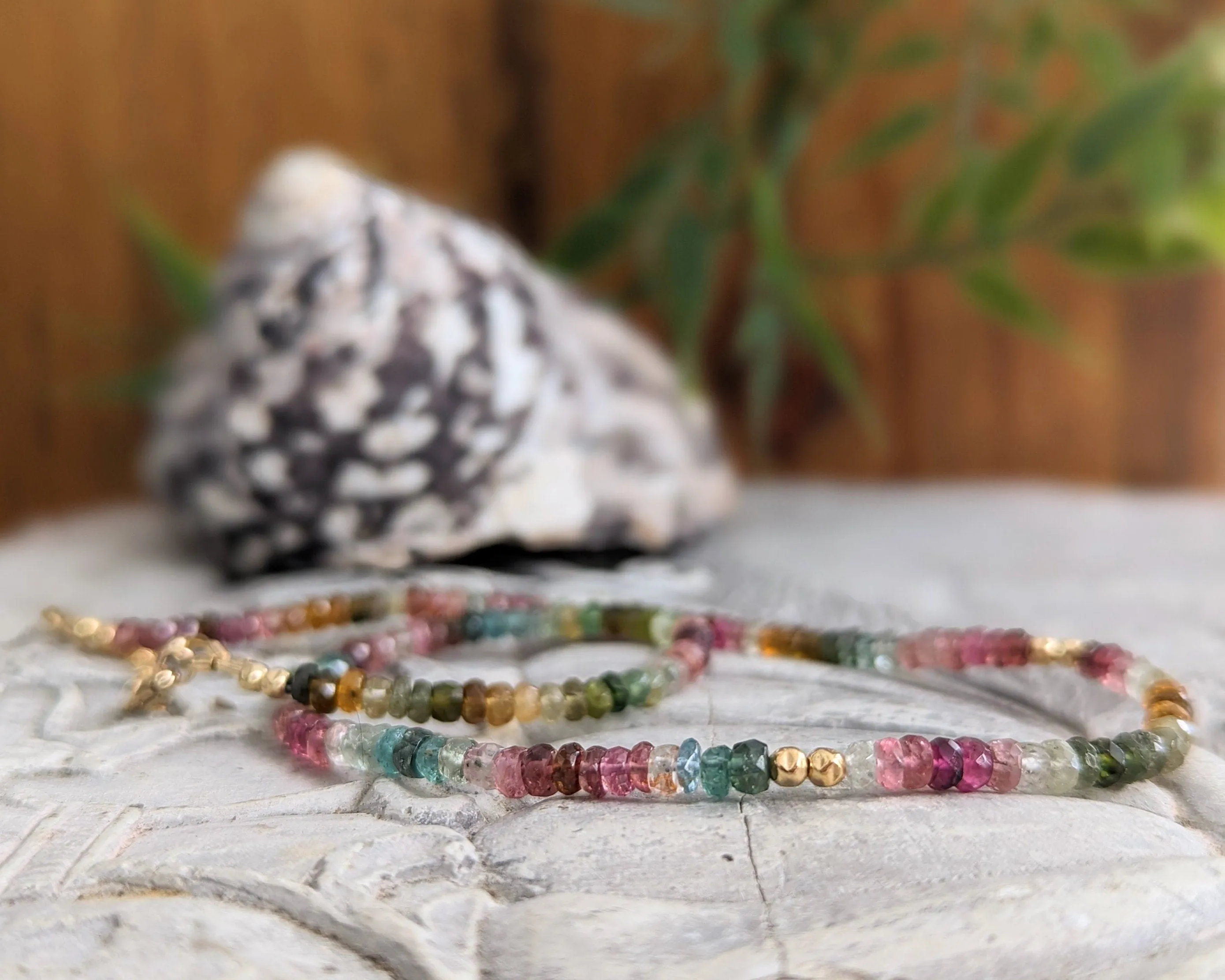 Multi Tourmaline bead necklace