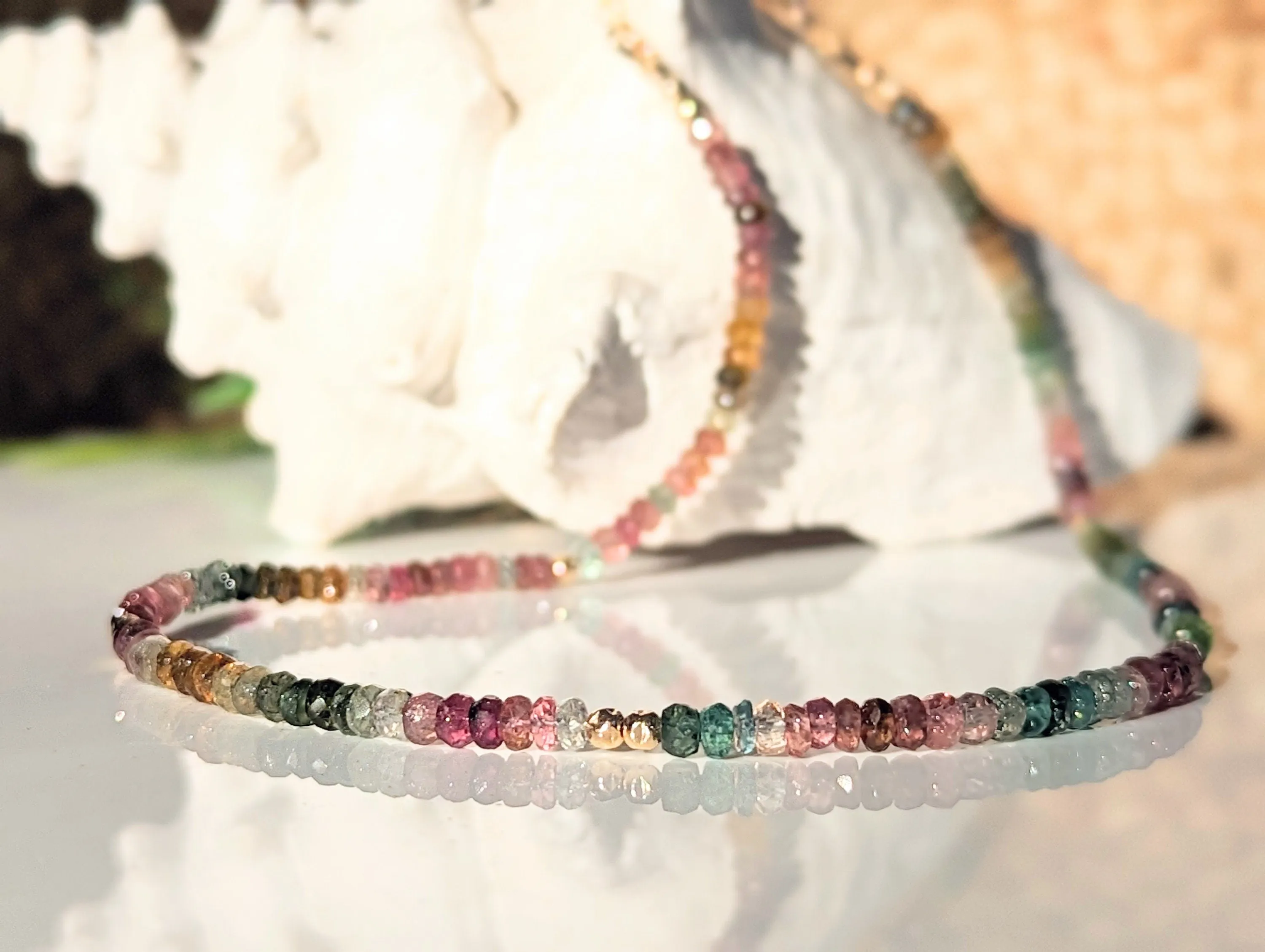 Multi Tourmaline bead necklace