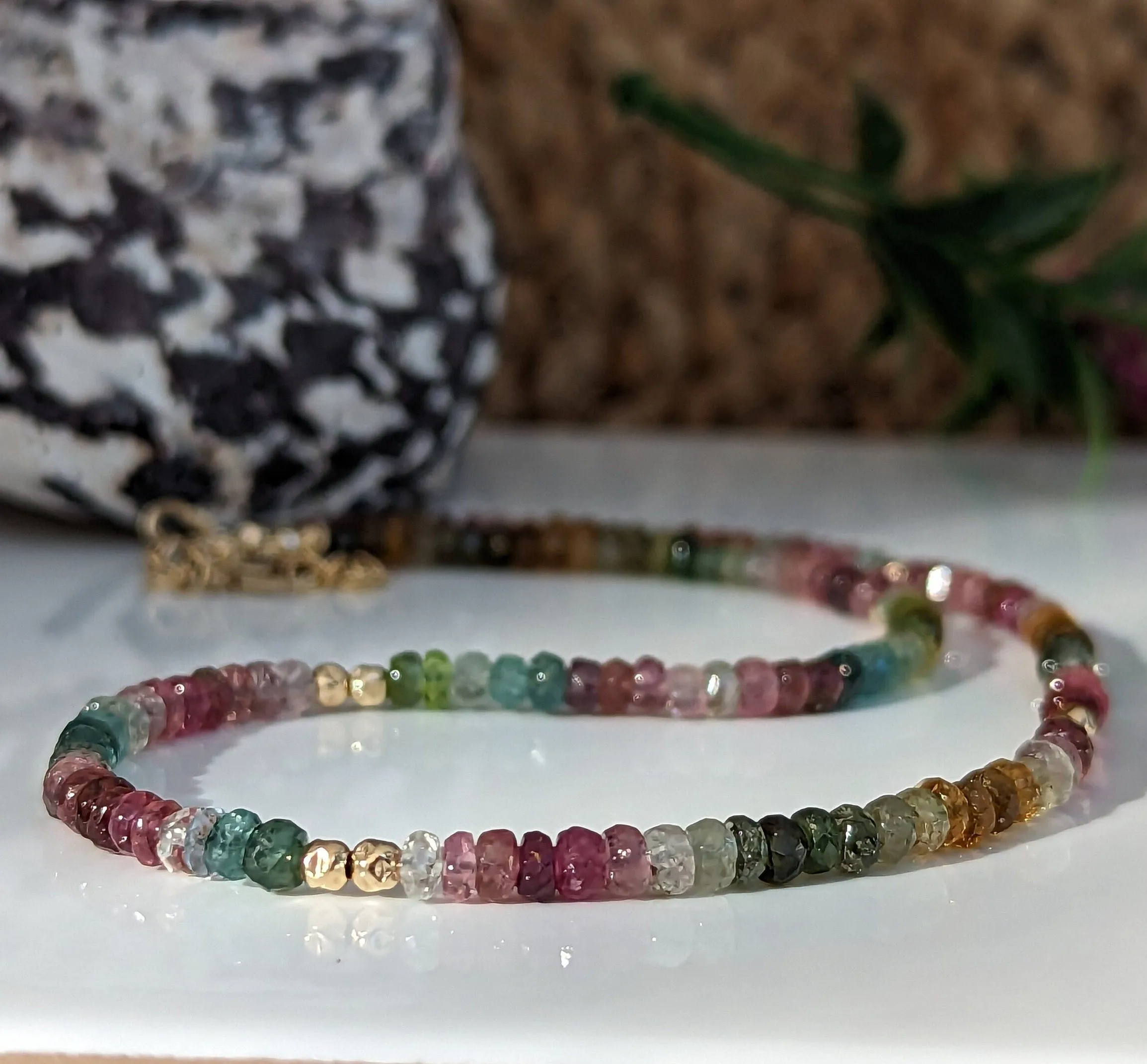 Multi Tourmaline bead necklace