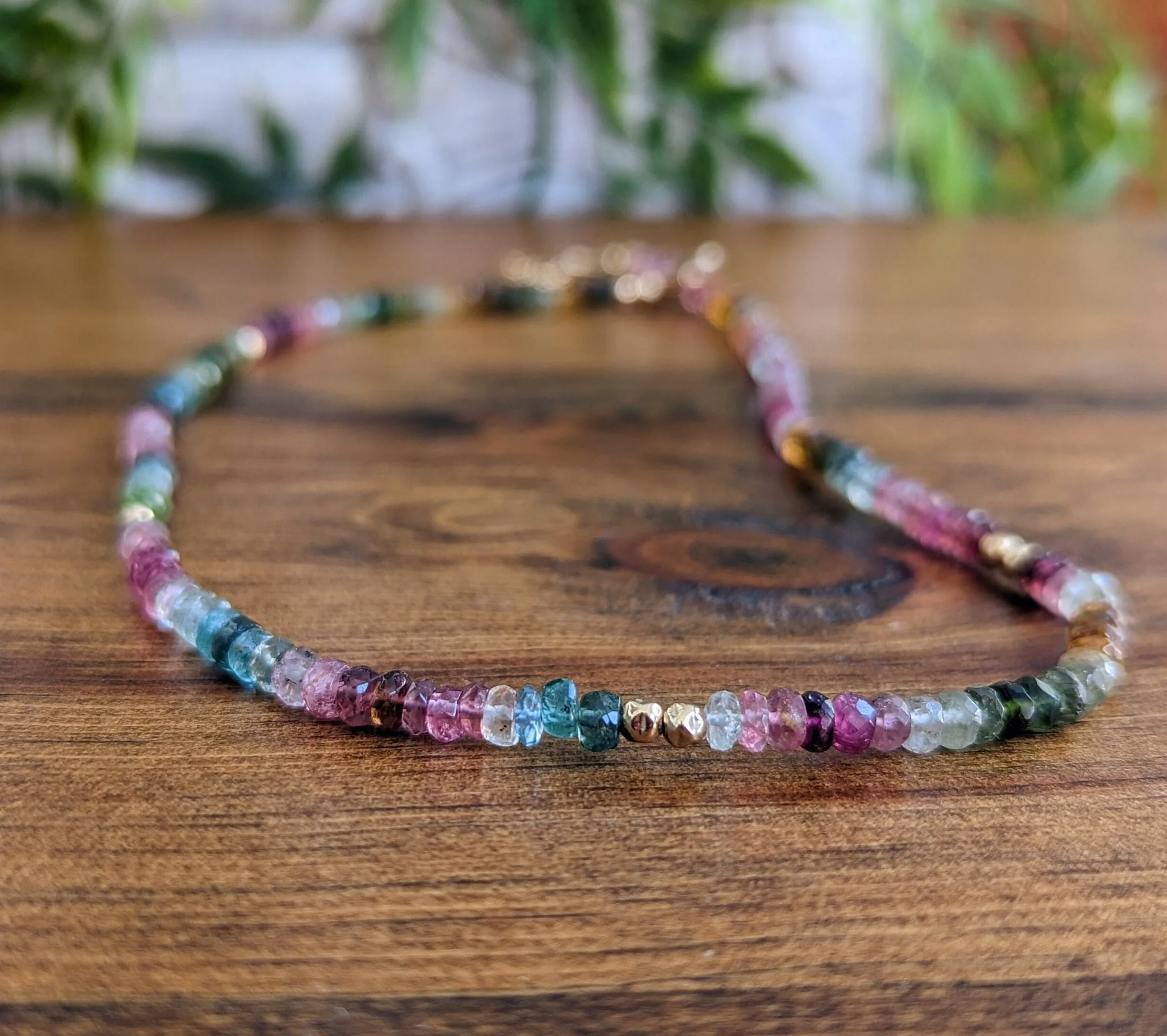 Multi Tourmaline bead necklace