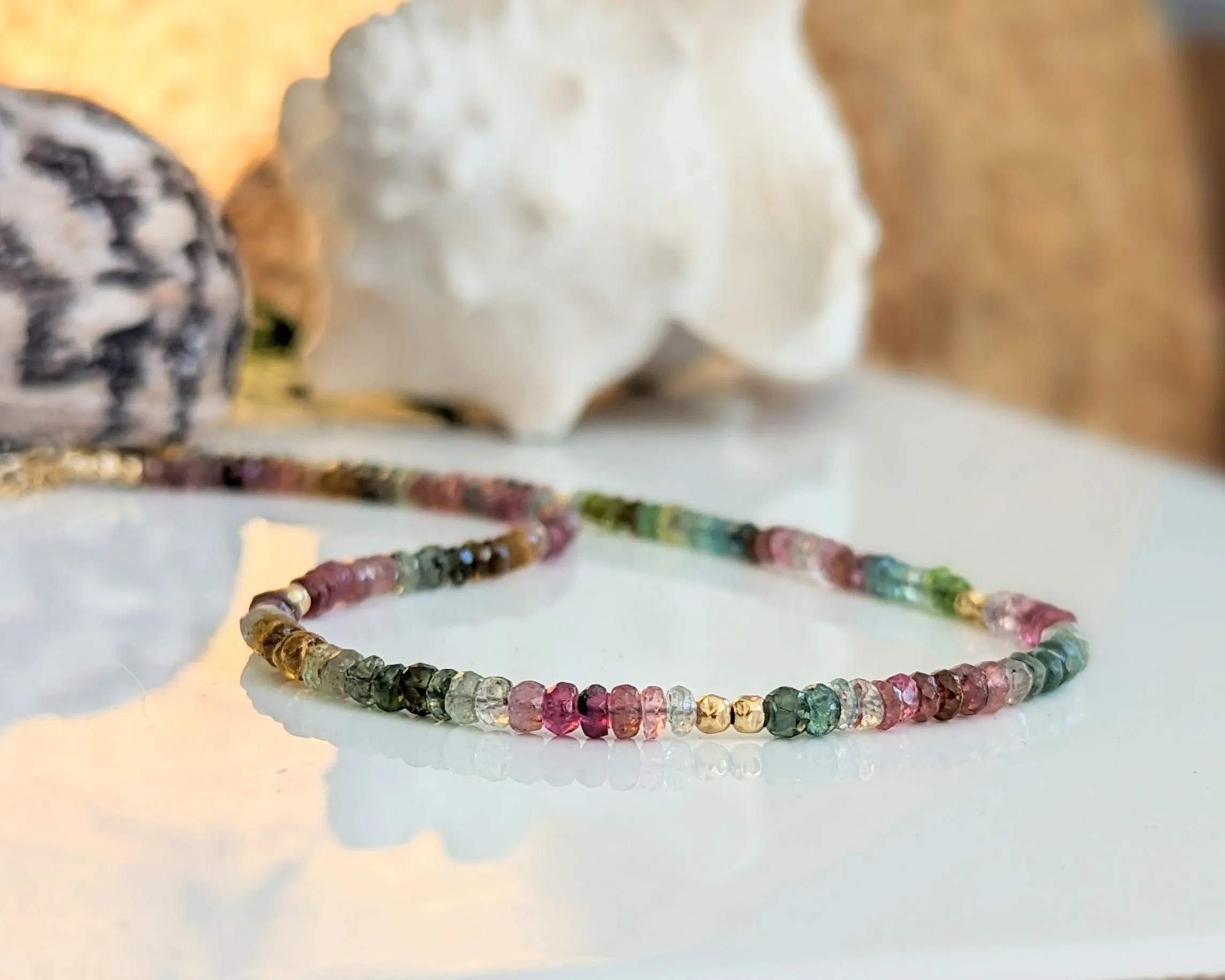 Multi Tourmaline bead necklace