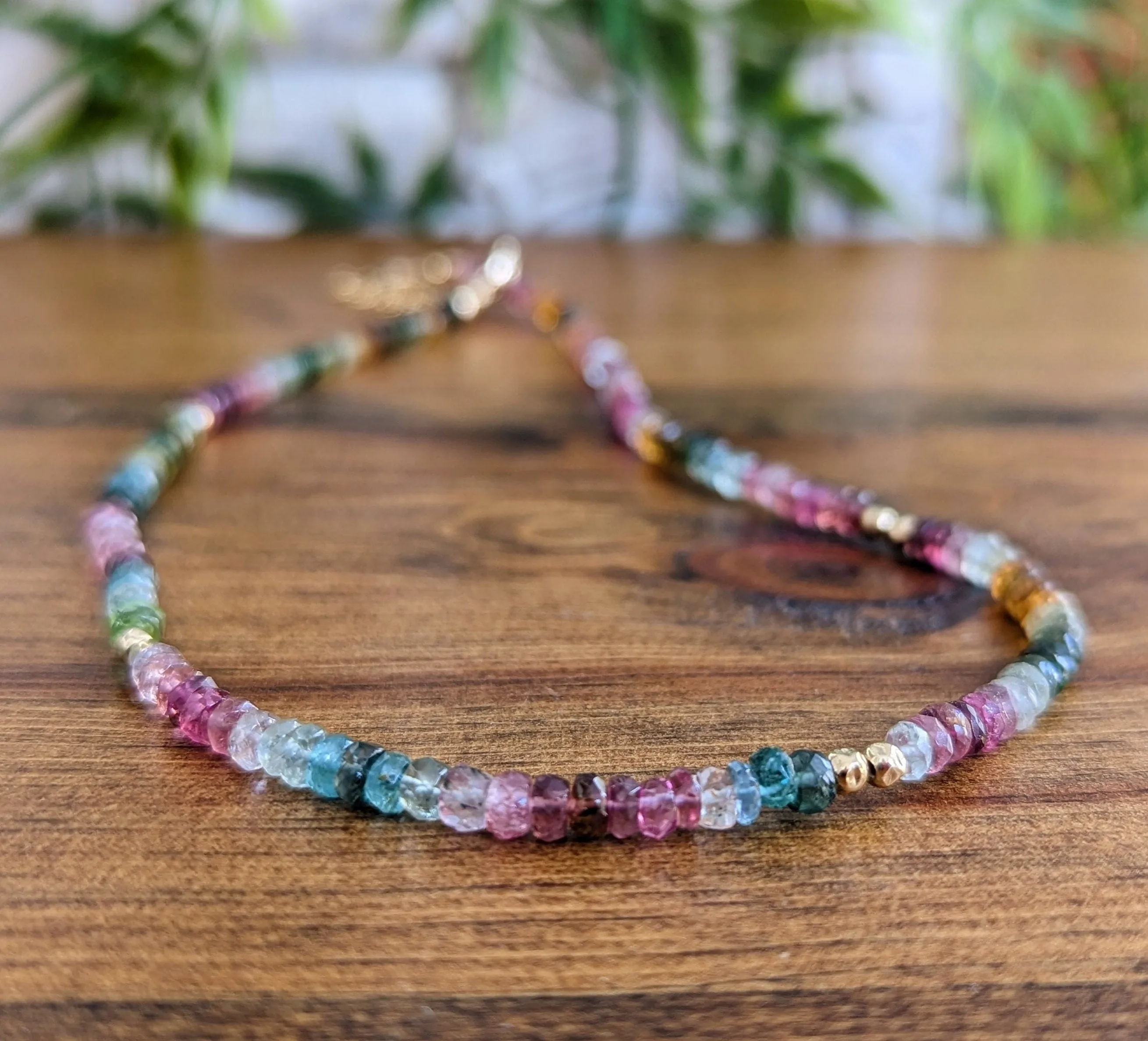 Multi Tourmaline bead necklace