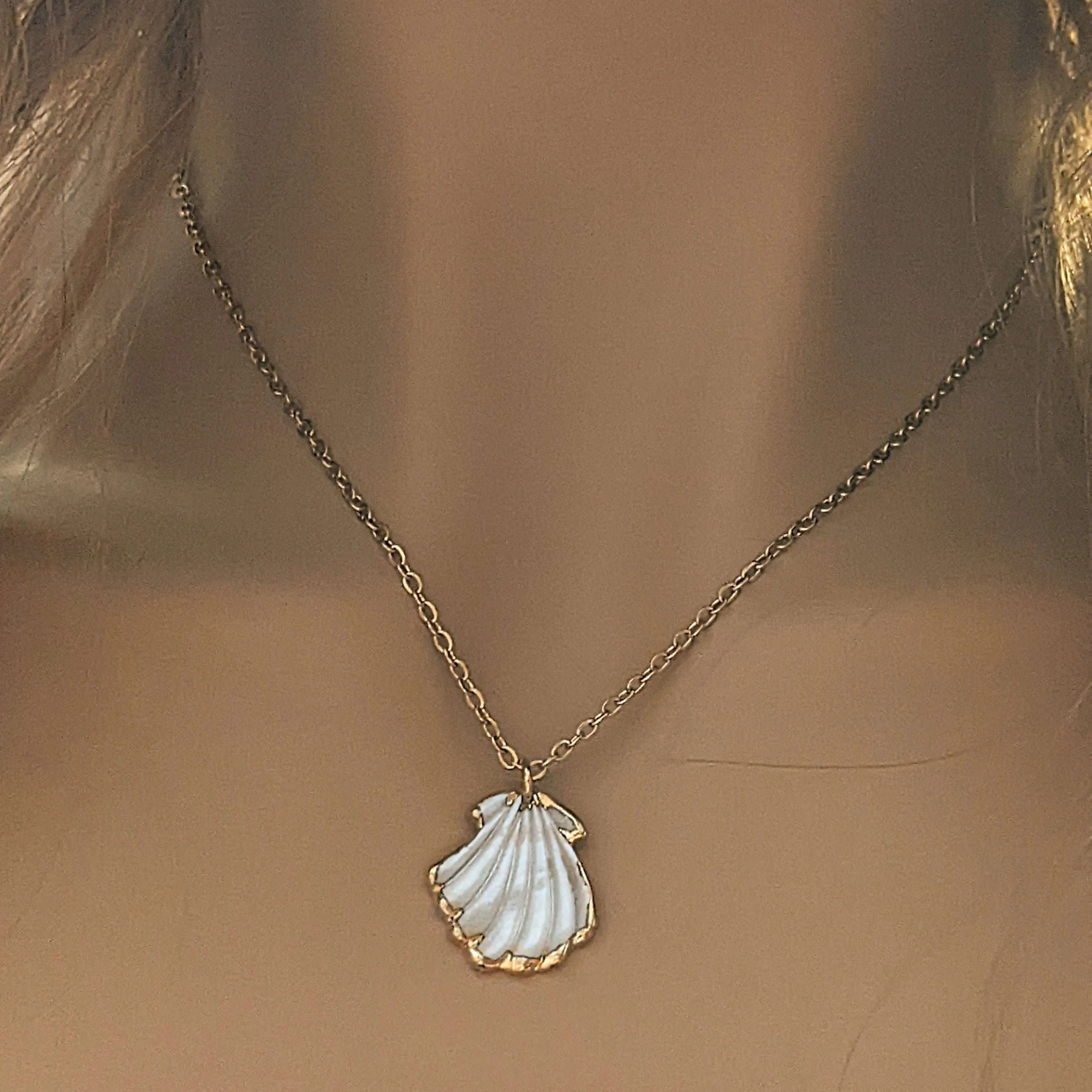 Natural Scallop Shell Necklace, 18- 24 inch