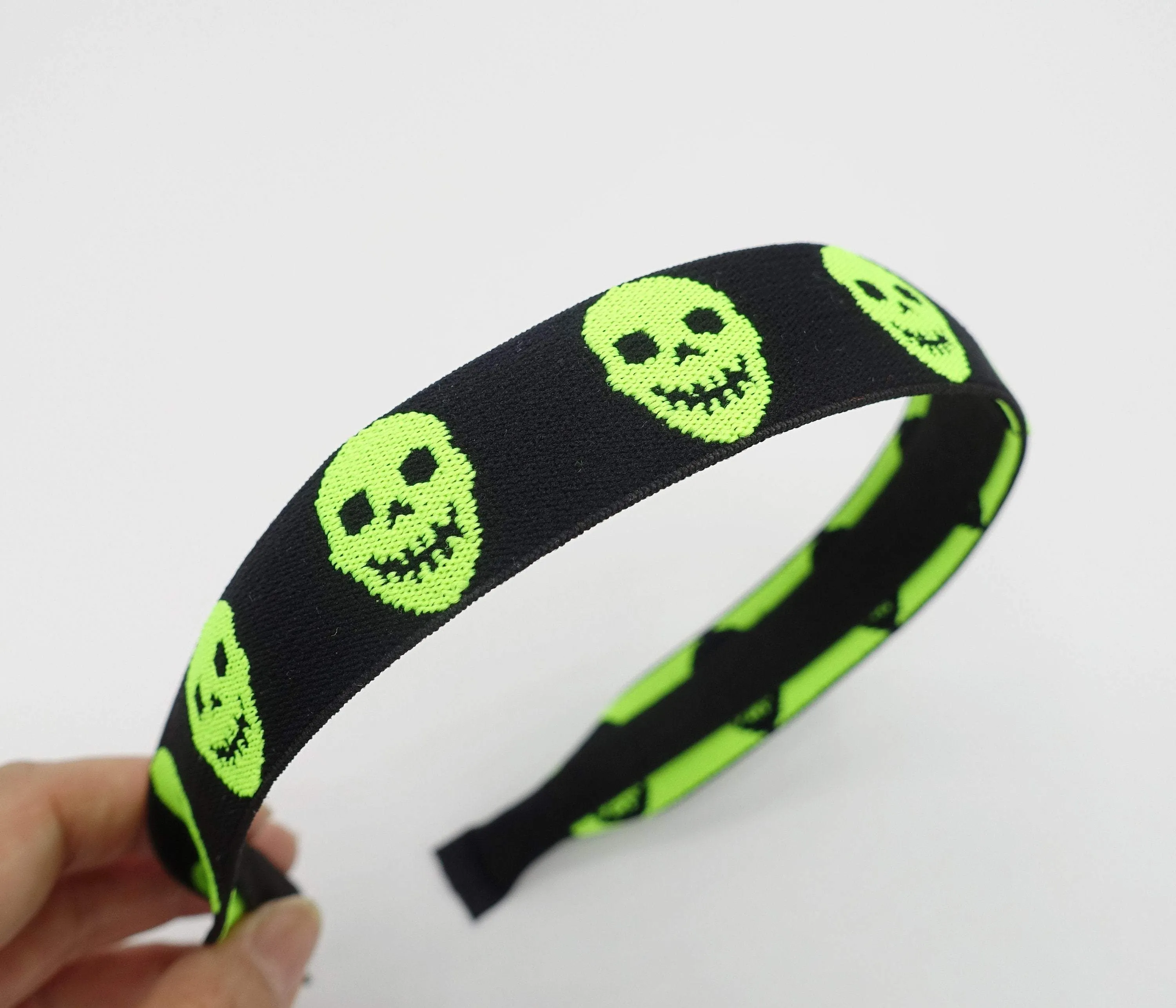 neon skull print headband casual hair accessory for women