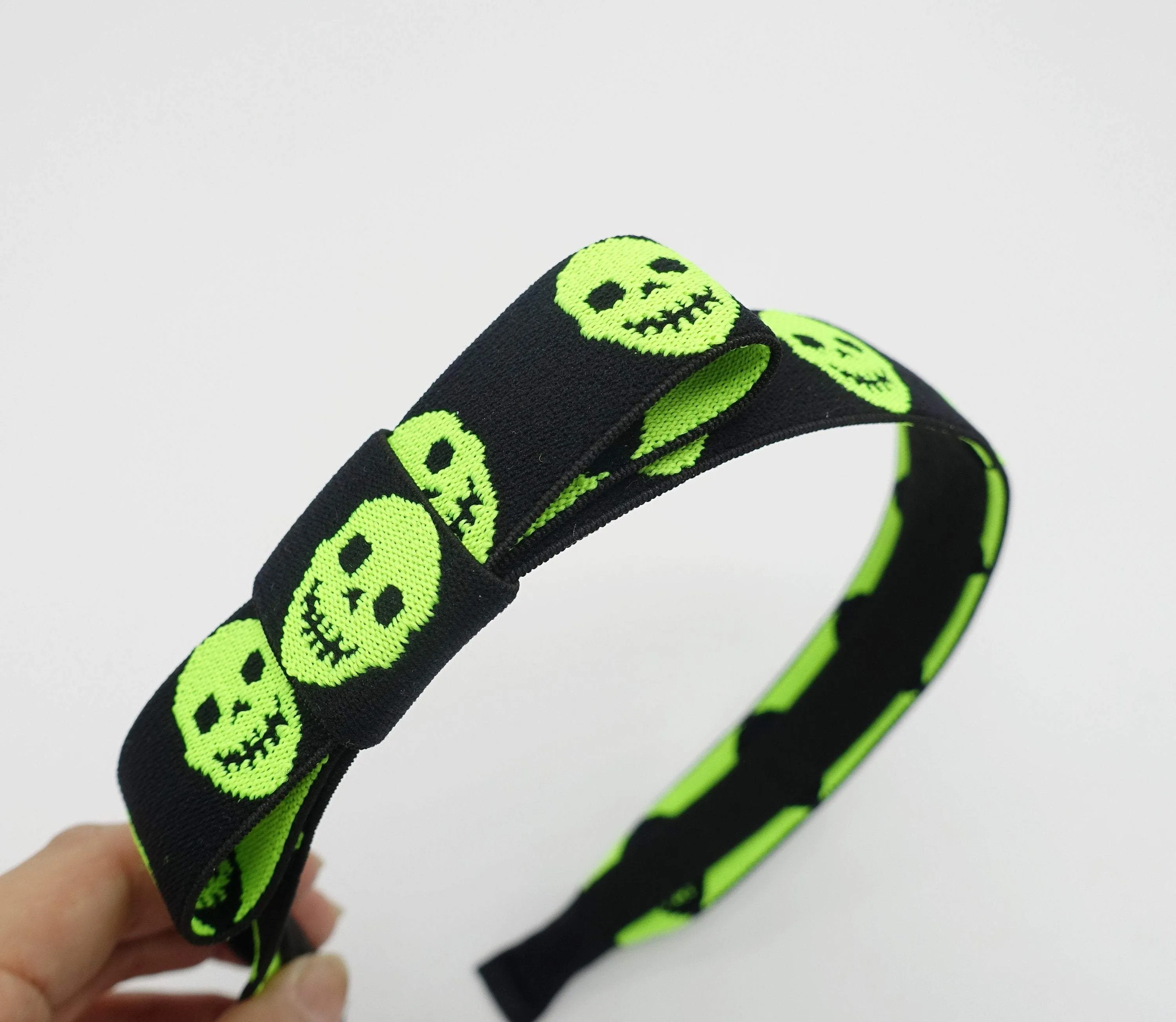 neon skull print headband casual hair accessory for women