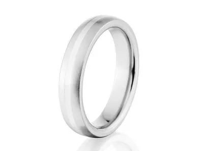 New 5mm Titanium Ring with Sterling Silver Inlay,Custom Made Titanim Wedding Band