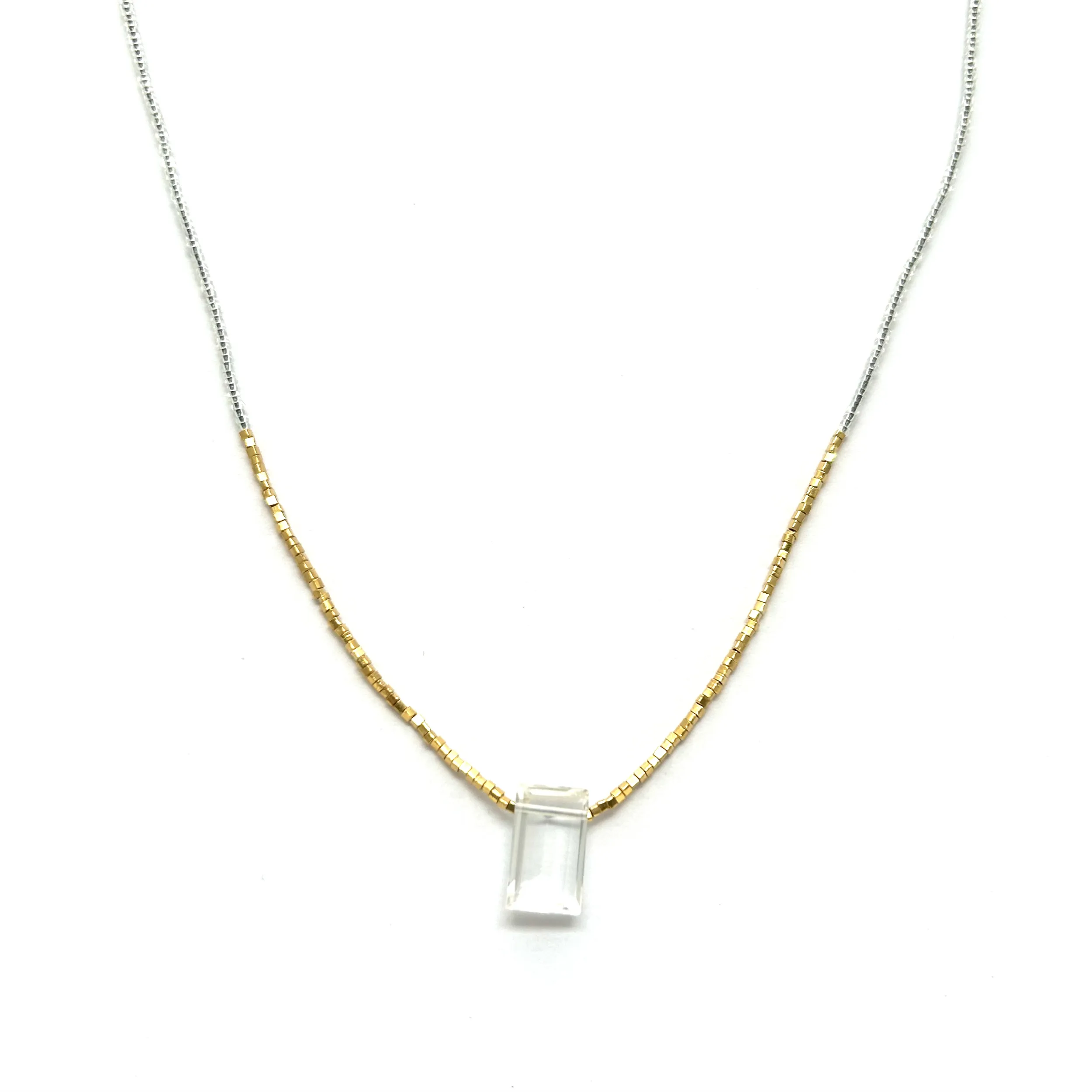 NEW! Quartz Rectangle Drop Necklace with Gold Vermeil by Debbie Fisher