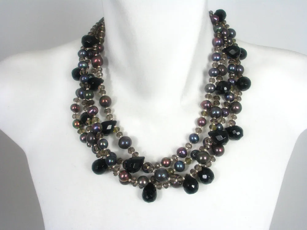 Onyx and Smoky Quartz Necklace