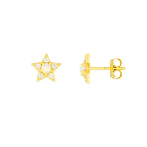 OPAL STAR STUDS GOLD