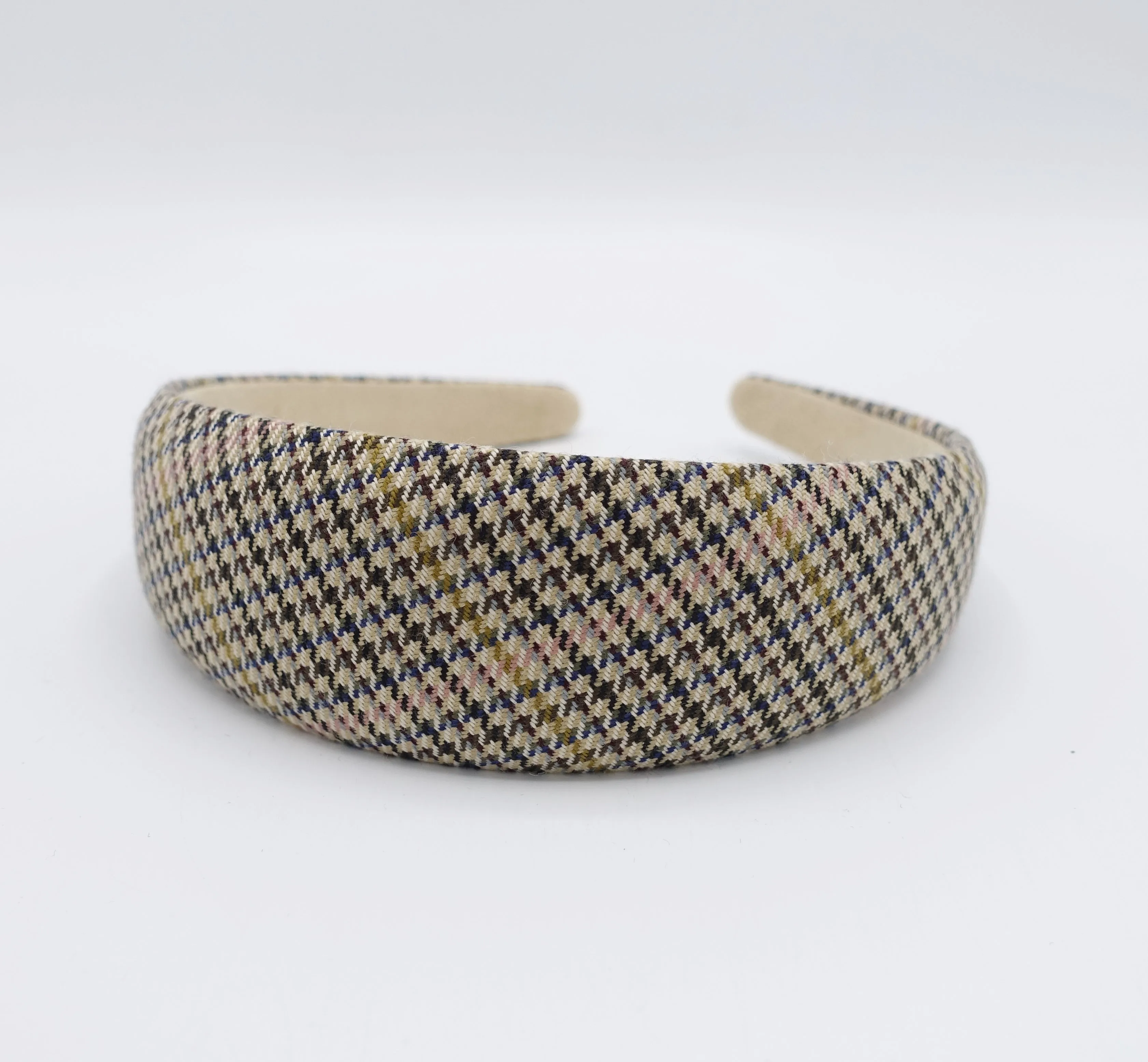 padded check headband plaid pattern Fall Winter hairband basic hair accessory for women