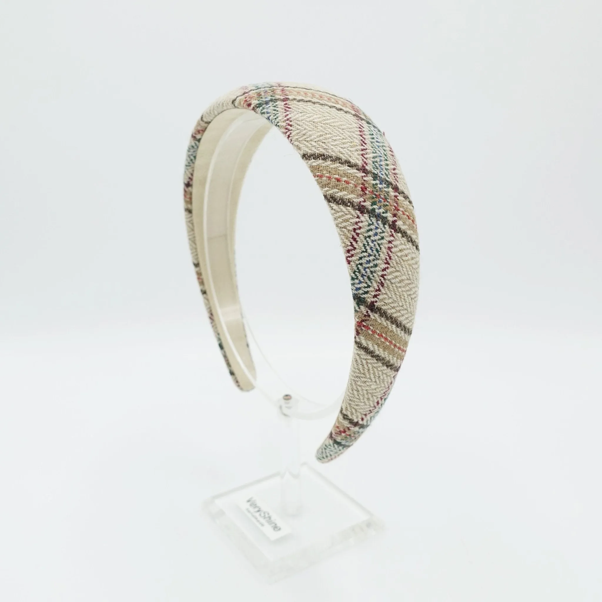 padded check headband plaid pattern Fall Winter hairband basic hair accessory for women