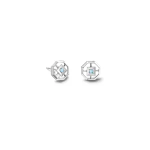 Parquet Stud Earrings Silver - Blue Topaz