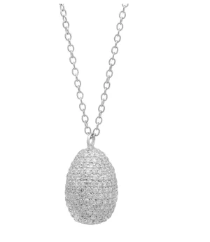 Pave Diamond Birds Egg Necklace