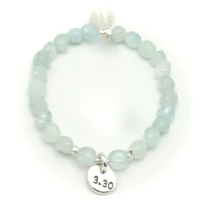 Personalized Aquamarine Nugget & Fine Silver Pendant Stretch Bracelet