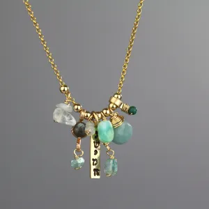 Personalized Gold Filled Aquamarine Breathe Necklace