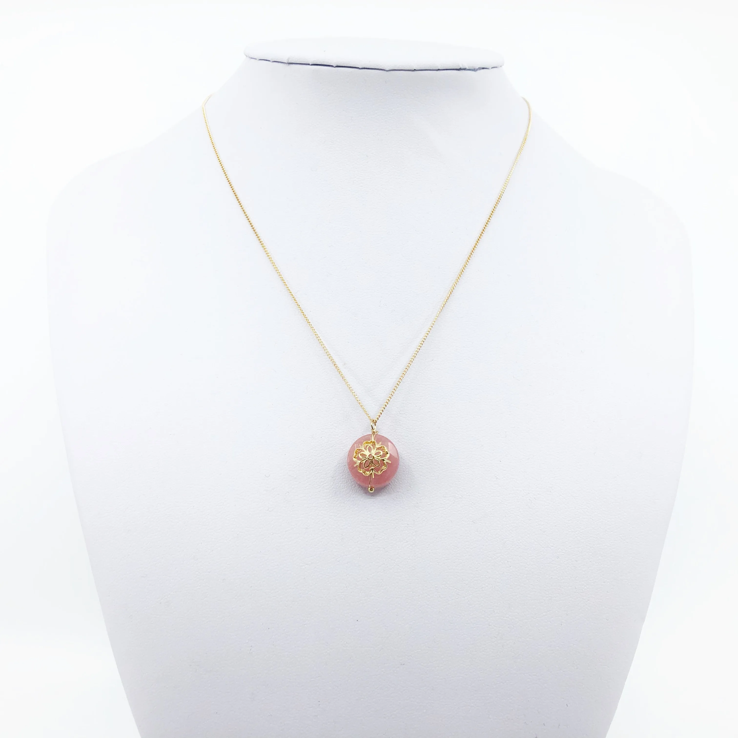 Plum Blossom Cherry Quartz Pendant Necklace