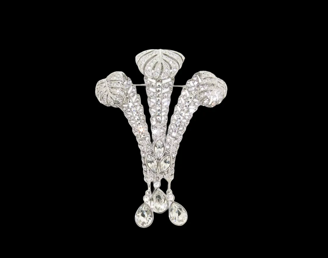 Prince of Wales Feathers Brooch Crystal Bill Skinner