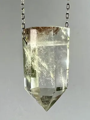 Quartz Crystal with Amphibole and Chlorite Inclusions Necklace