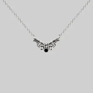 QUENTIN. Ornate Flourish Chevron Onyx Collar - Silver