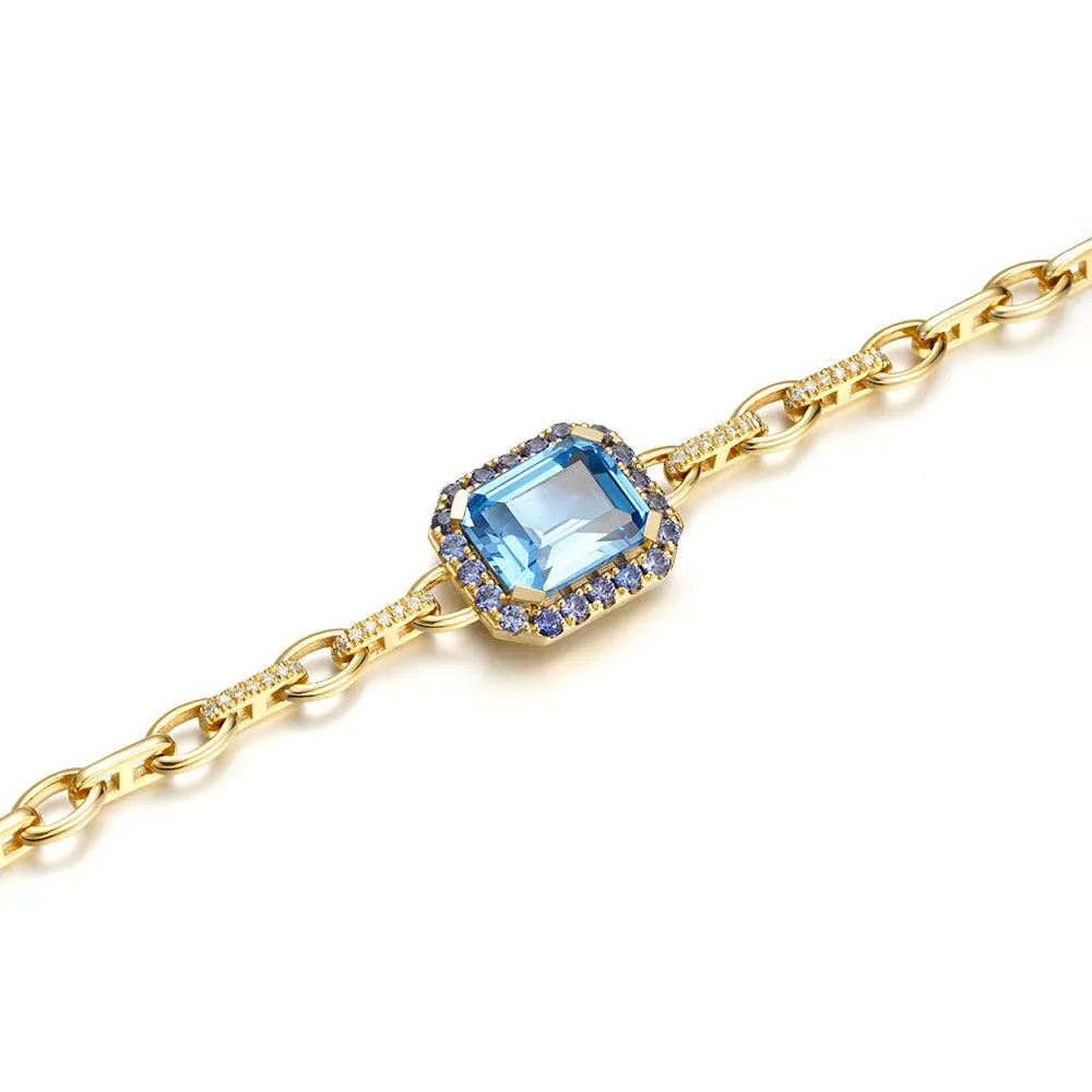 "Aqua Earth Conservation Champion" Aquamarine and Sapphire Bracelet