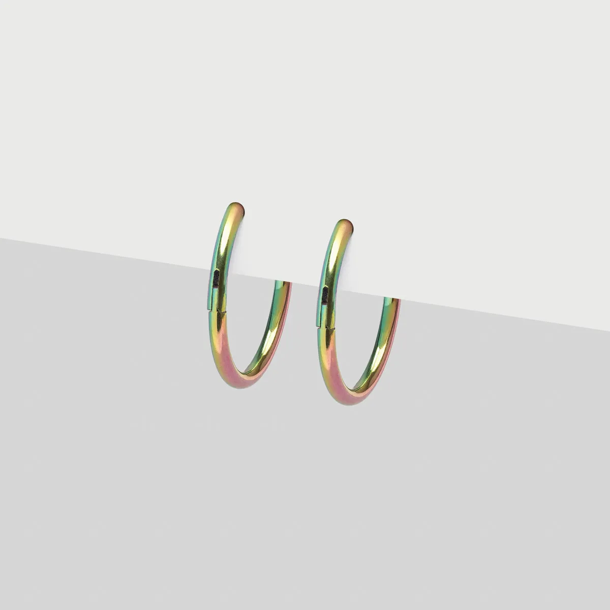 Rainbow Titanium Huggie Earrings