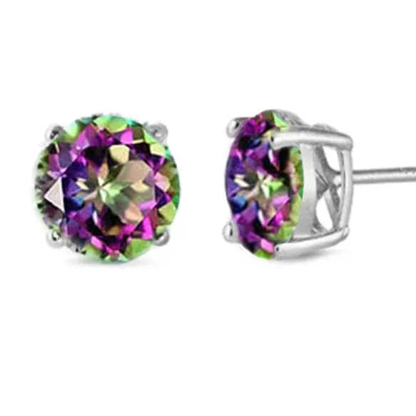 Rainbow Topaz  Birthstone Earrings