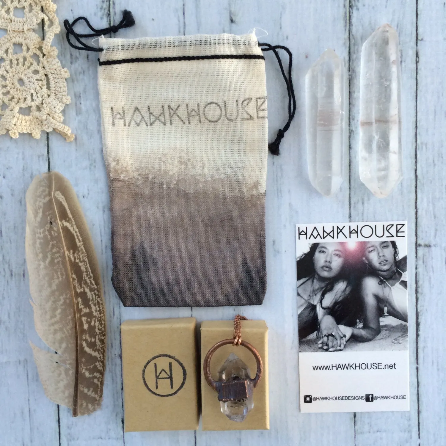 Raw quartz crystal necklace | Electroformed crystal necklace