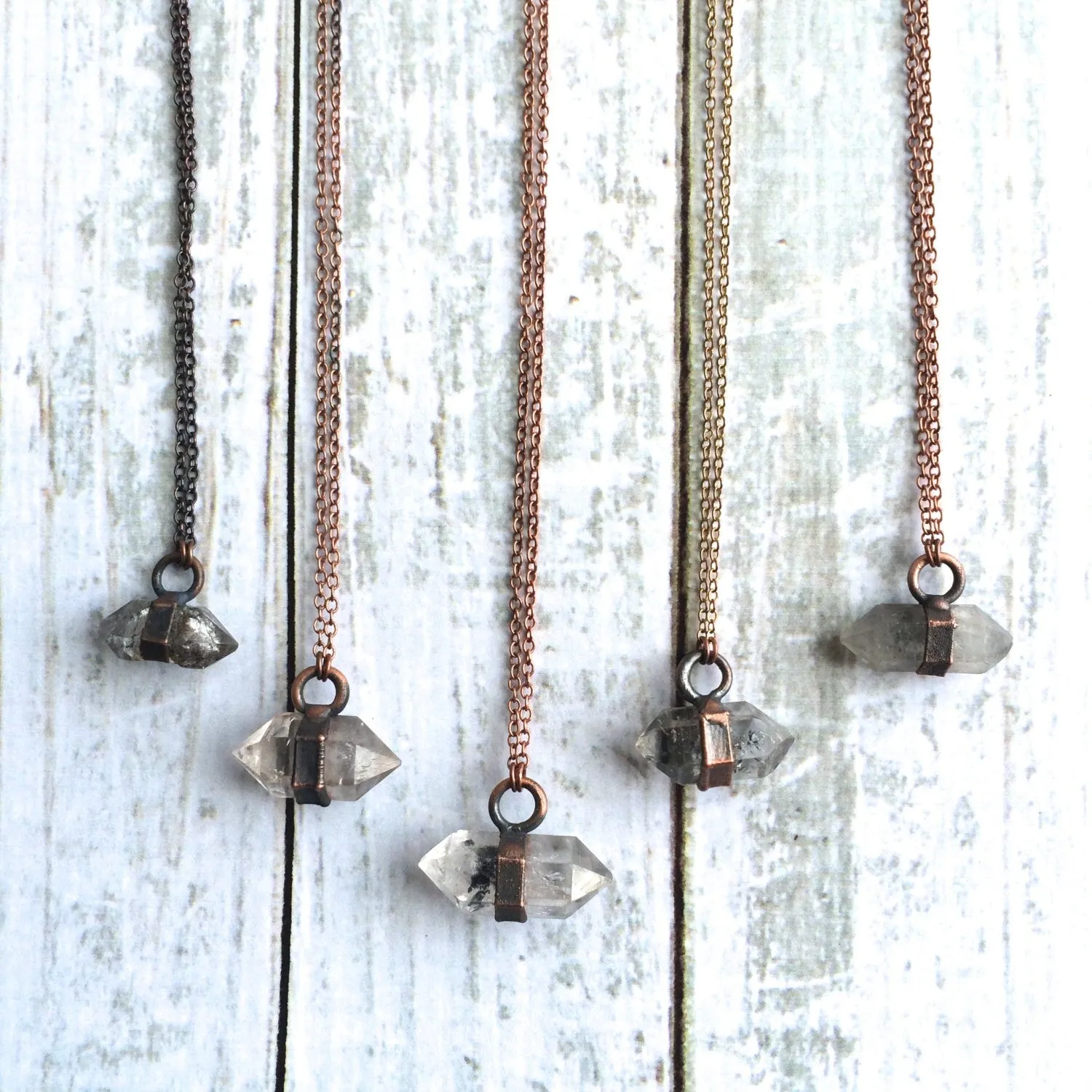 Raw quartz crystal necklace | Electroformed crystal necklace