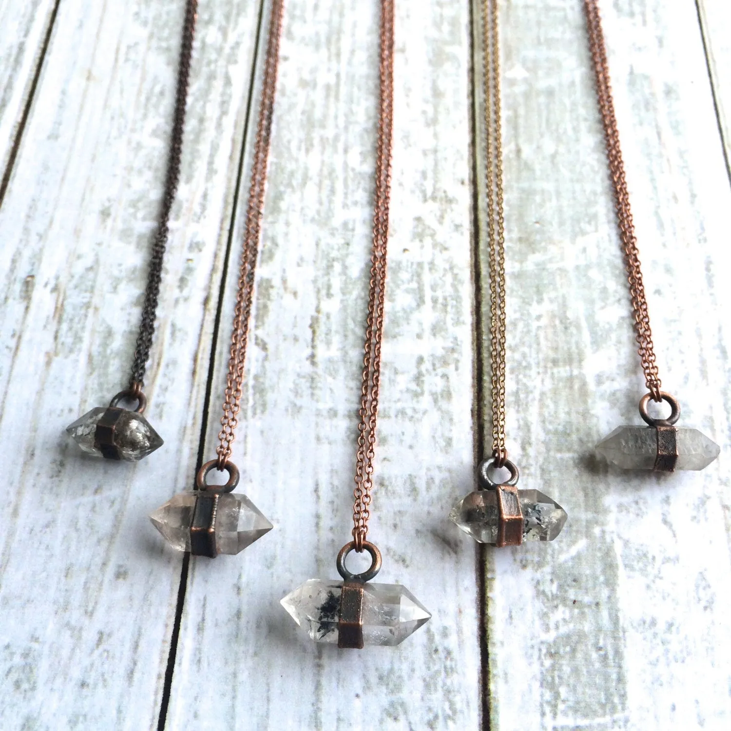 Raw quartz crystal necklace | Electroformed crystal necklace