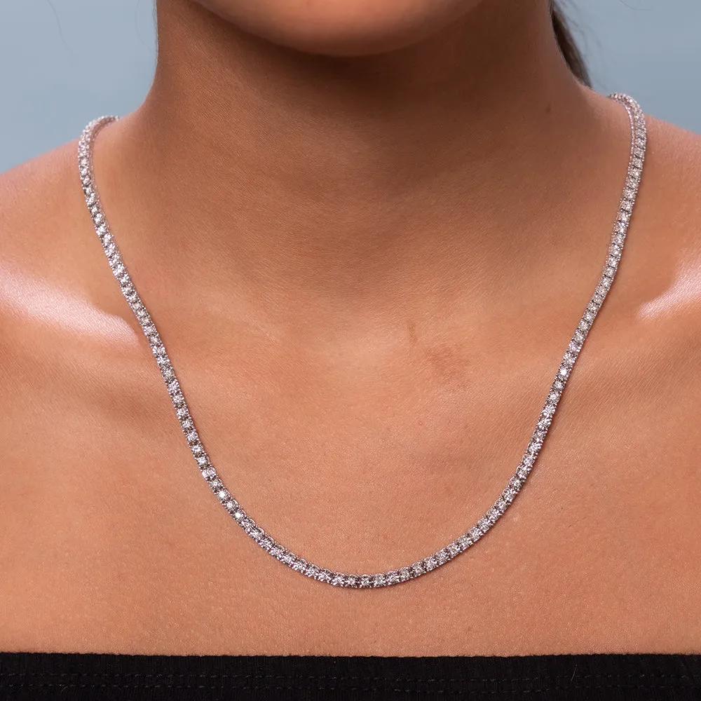 Ready to Ship Diamond Tennis Necklace (4.00 ct.) 2 mm Illusion Setting in 14K Gold