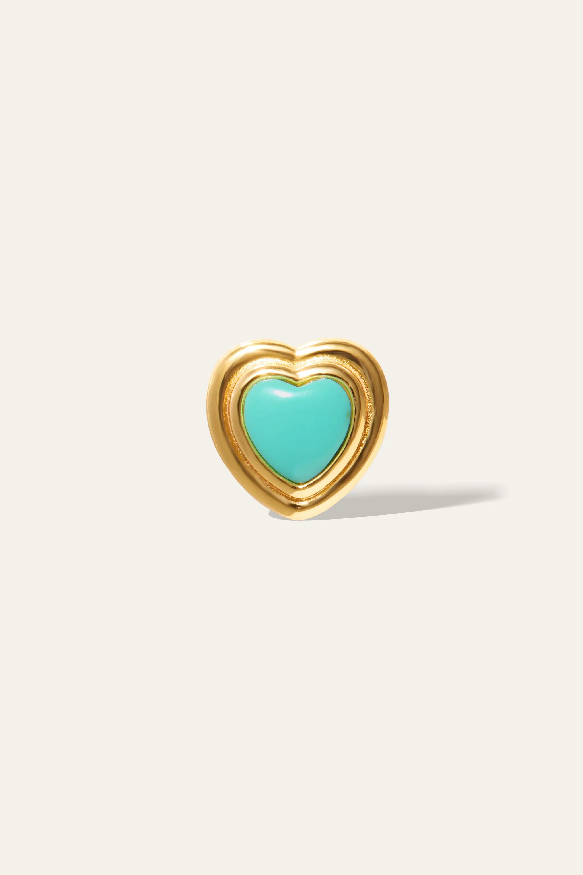 Ridge Heart Turquoise Gold Vermeil Stud Earring