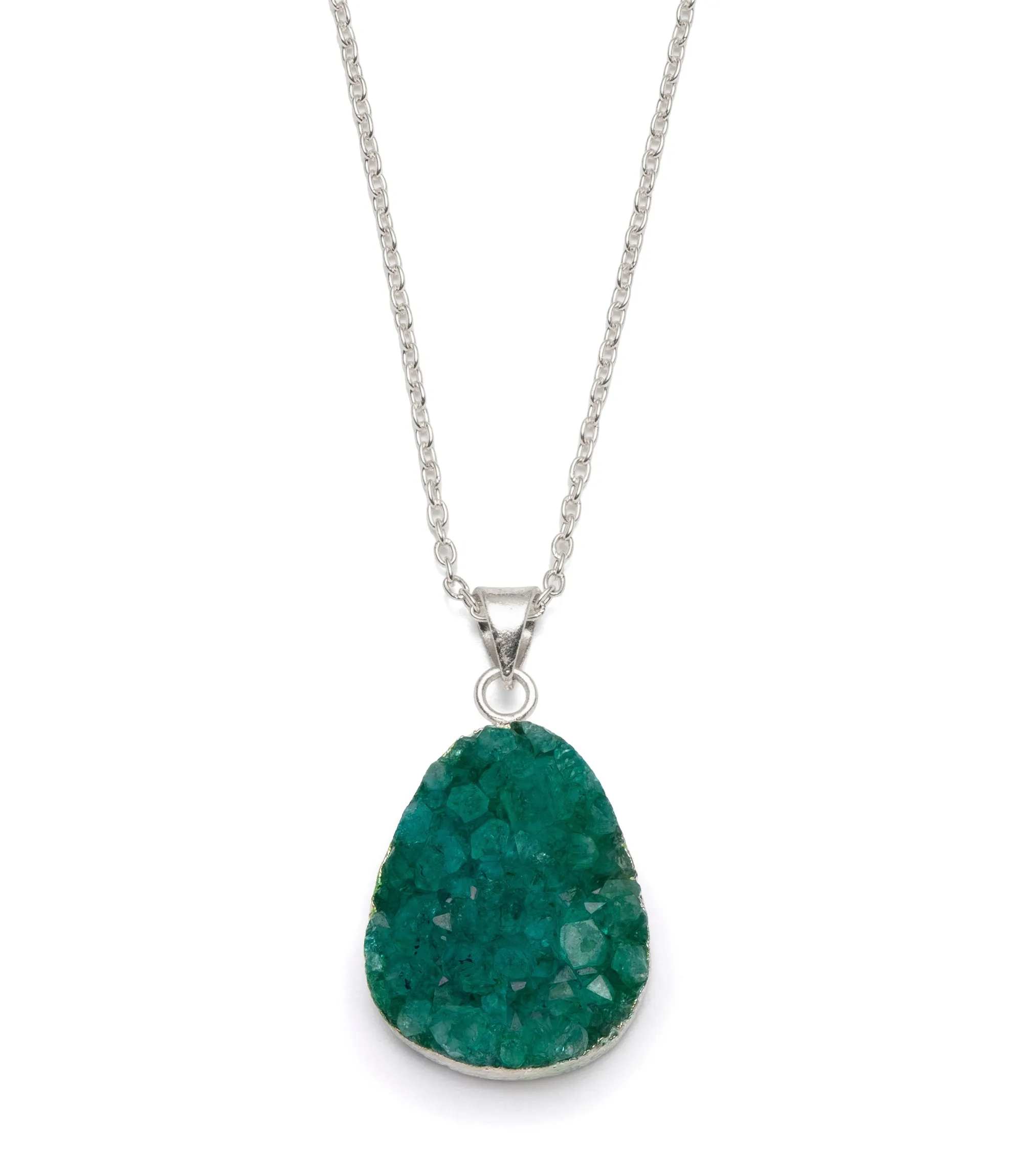 Rishima Druzy Drop Necklace Seafoam