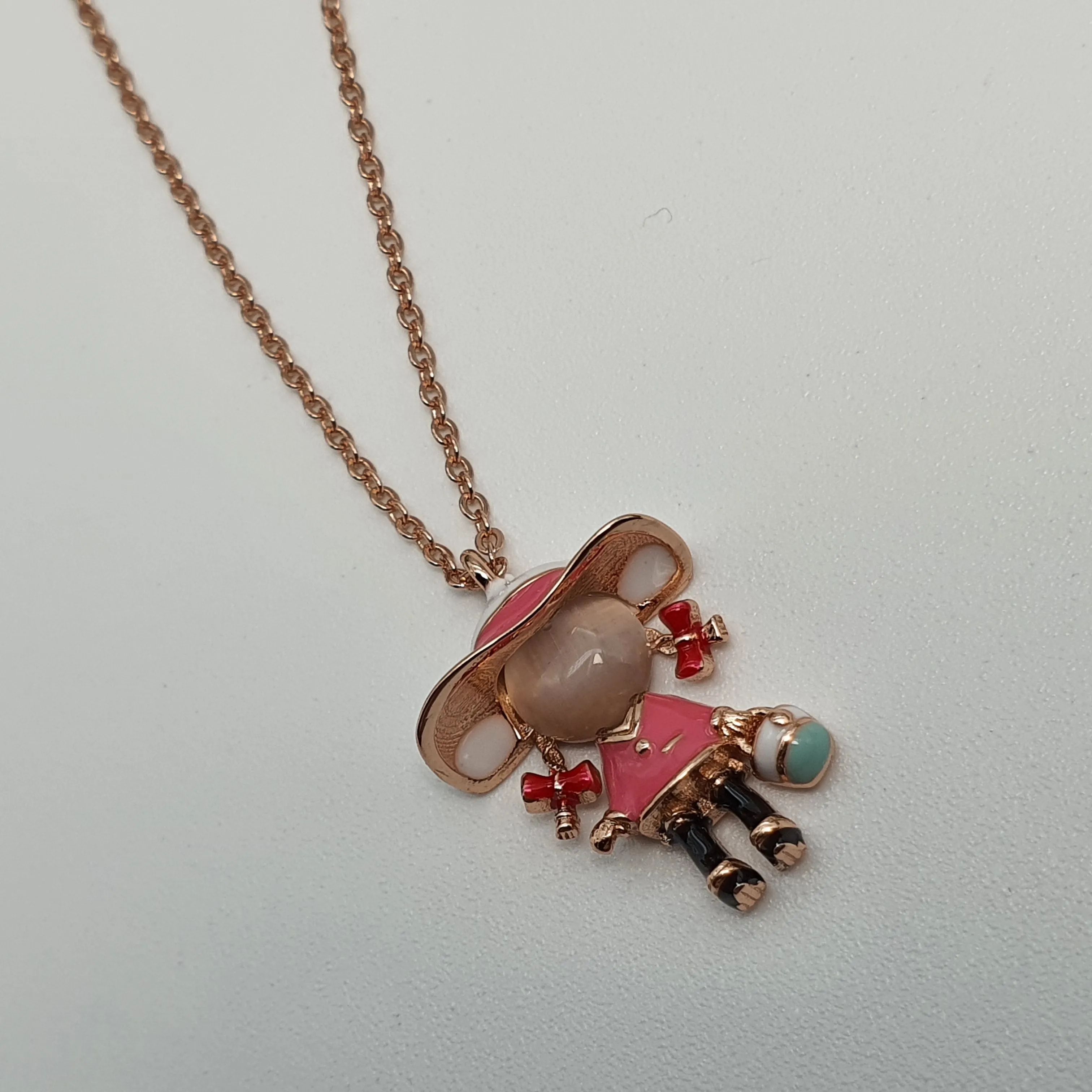 Rose Gold Little Girl Necklace, Sterling Silver