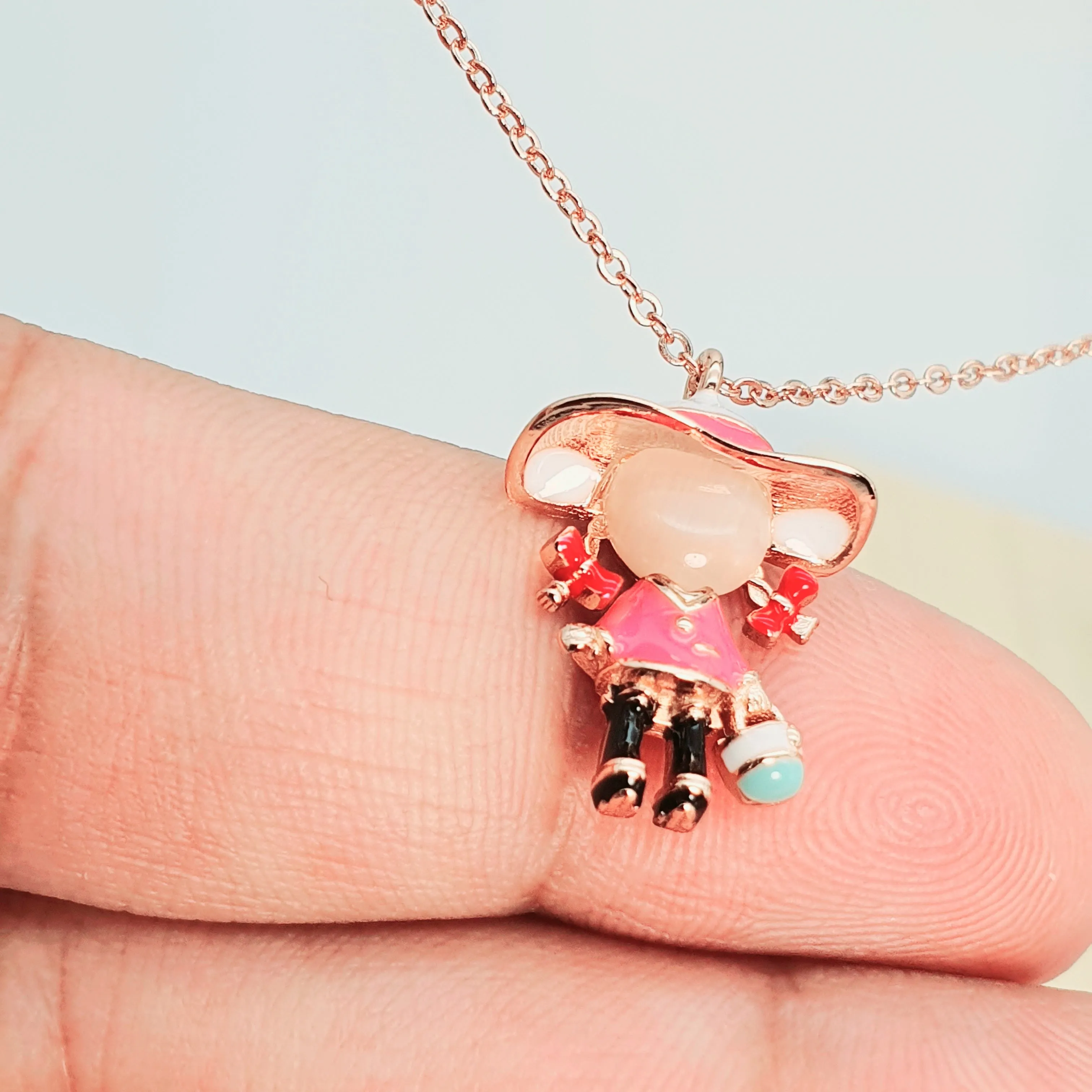 Rose Gold Little Girl Necklace, Sterling Silver