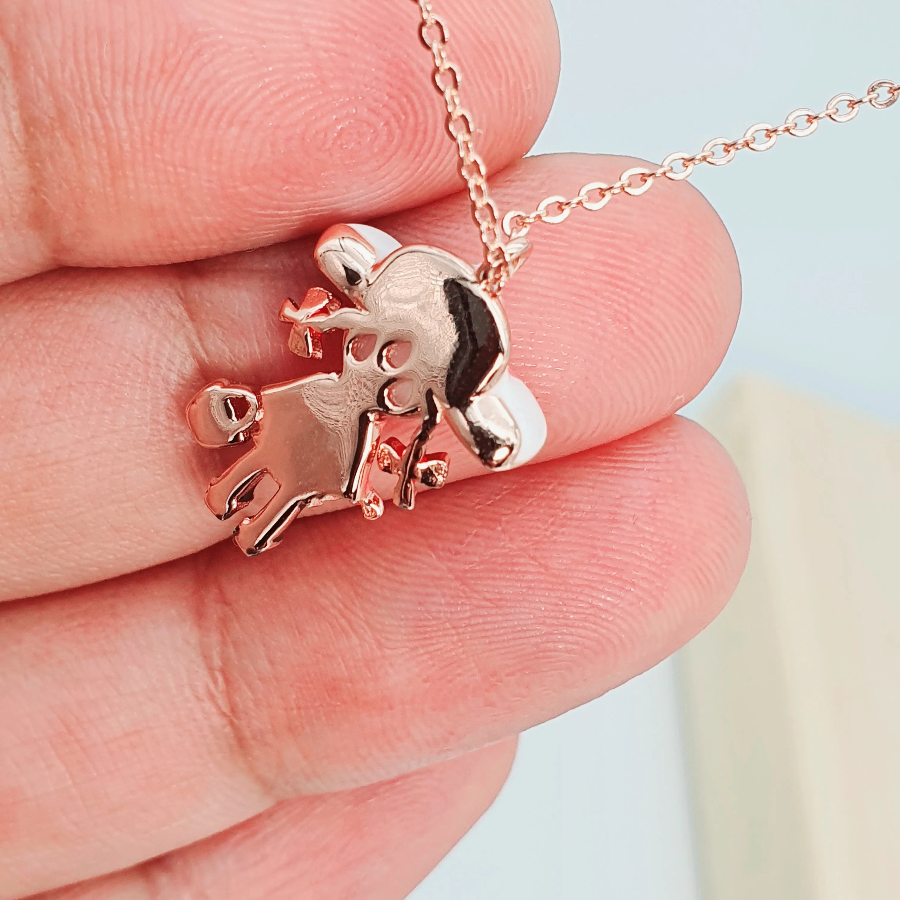 Rose Gold Little Girl Necklace, Sterling Silver