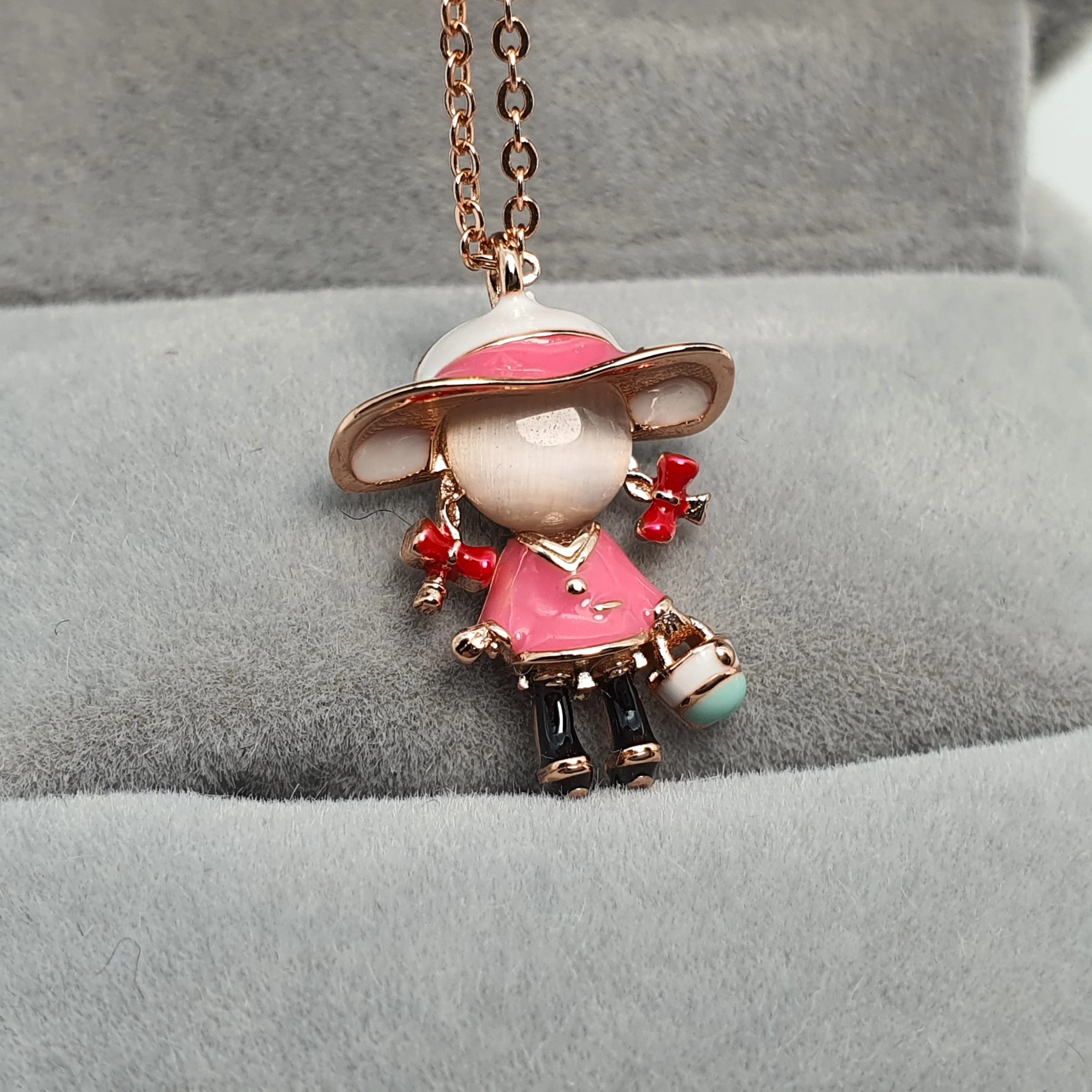 Rose Gold Little Girl Necklace, Sterling Silver