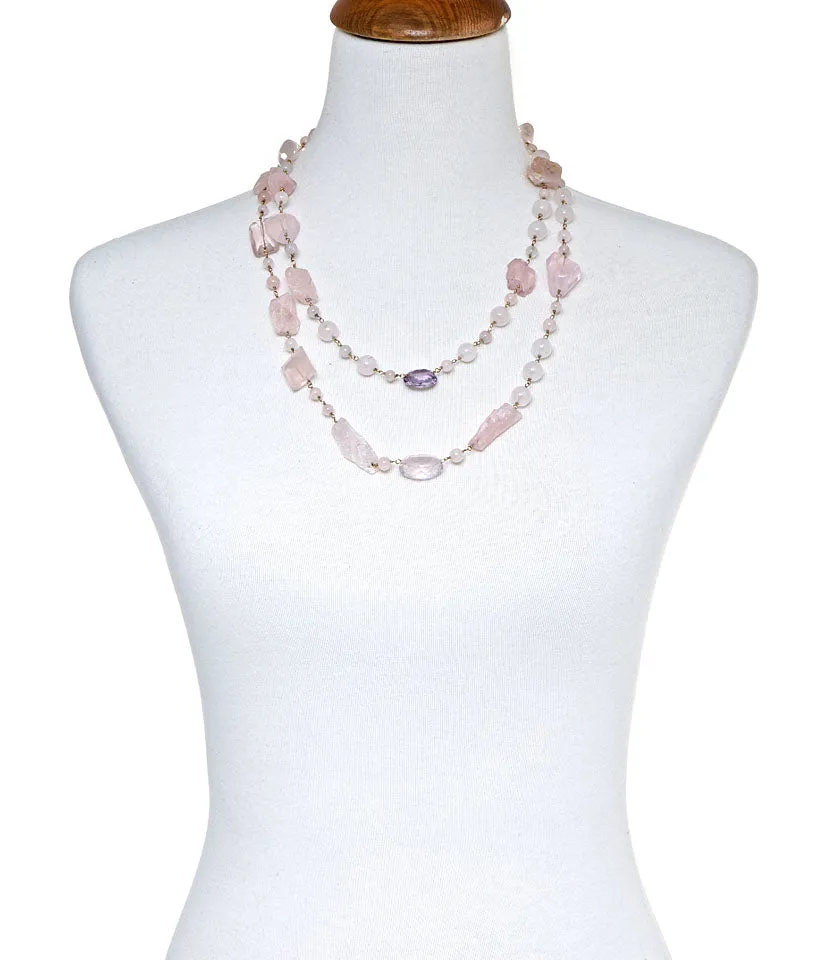 Rose Quartz Gold Necklace