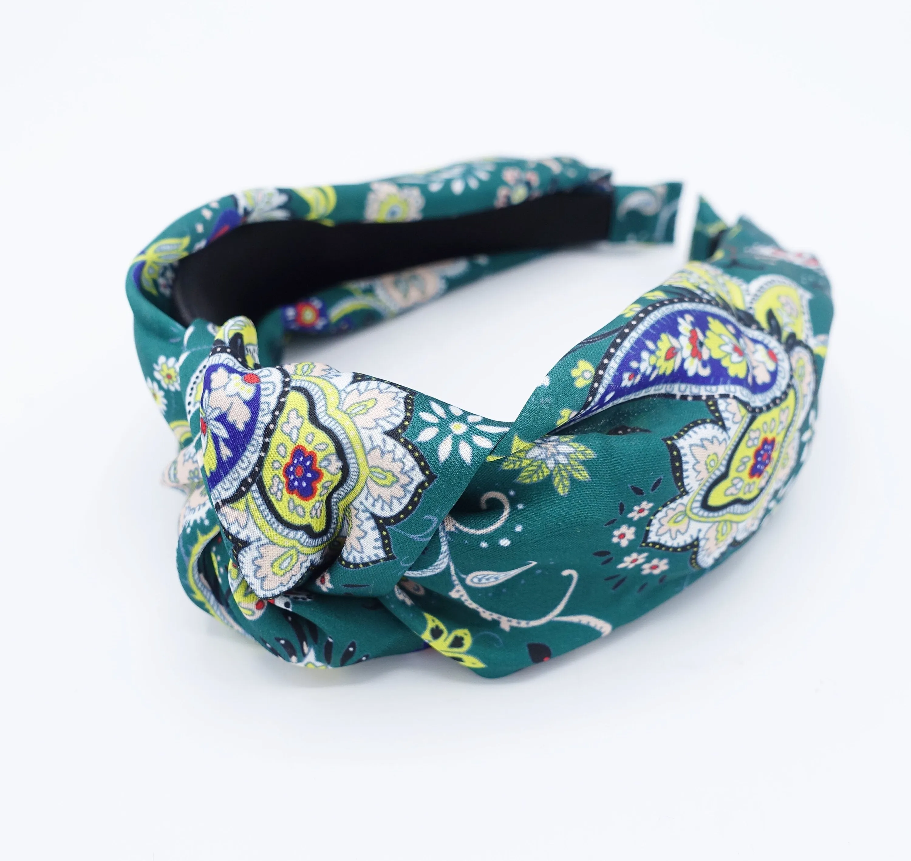 satin paisley flower print knotted headband