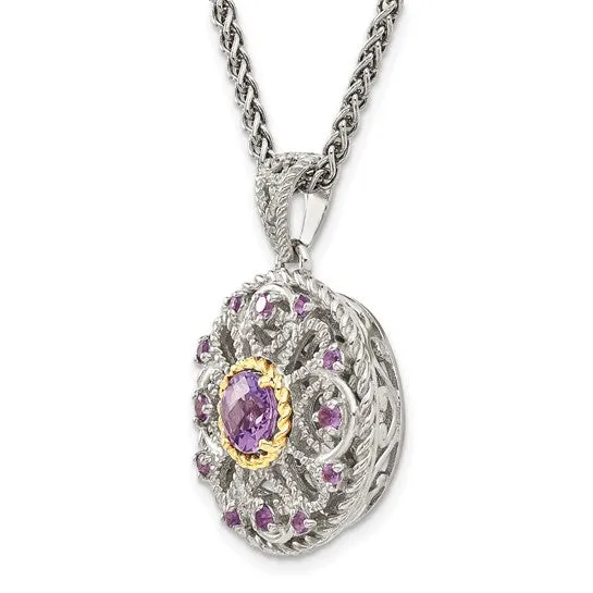 Shey Couture Sterling Silver with 14K Accent 18 Inch Round Amethyst Necklace