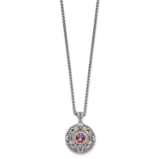 Shey Couture Sterling Silver with 14K Accent 18 Inch Round Amethyst Necklace