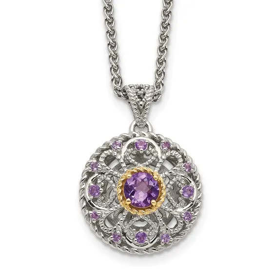 Shey Couture Sterling Silver with 14K Accent 18 Inch Round Amethyst Necklace