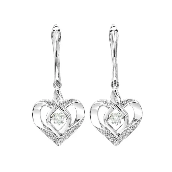 Silver Diamond 1/50Ctw & Createdwhite Topaz 1/4Ctw Earring