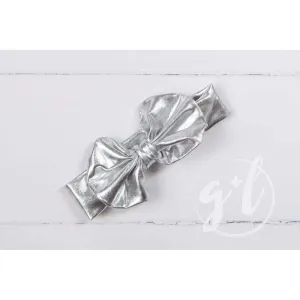 Silver Lame Oversized Bow Headband