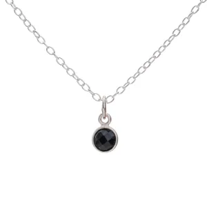 Silver Onyx December Birthstone Necklace