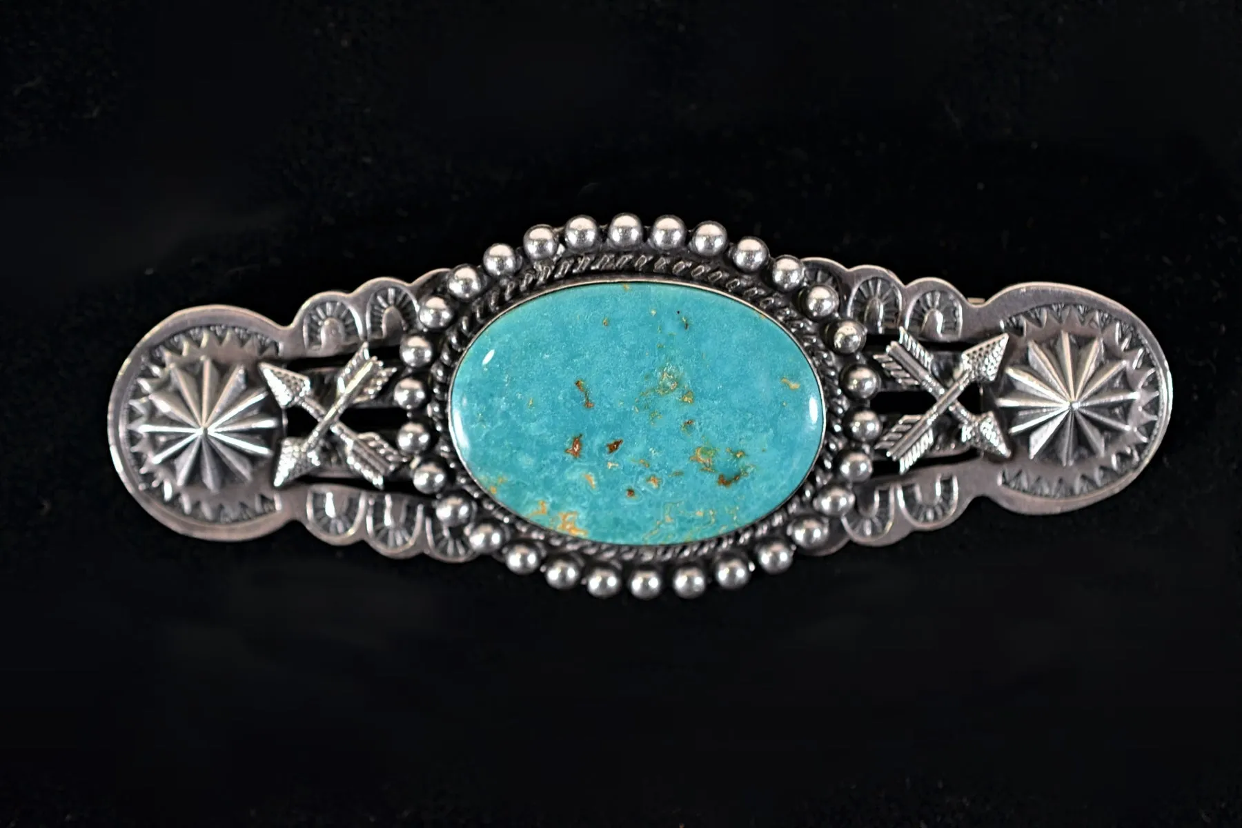 SOLD Vintage Fred Harvey Style Large Sterling Turquoise Brooch/Pin 31.5 Grams