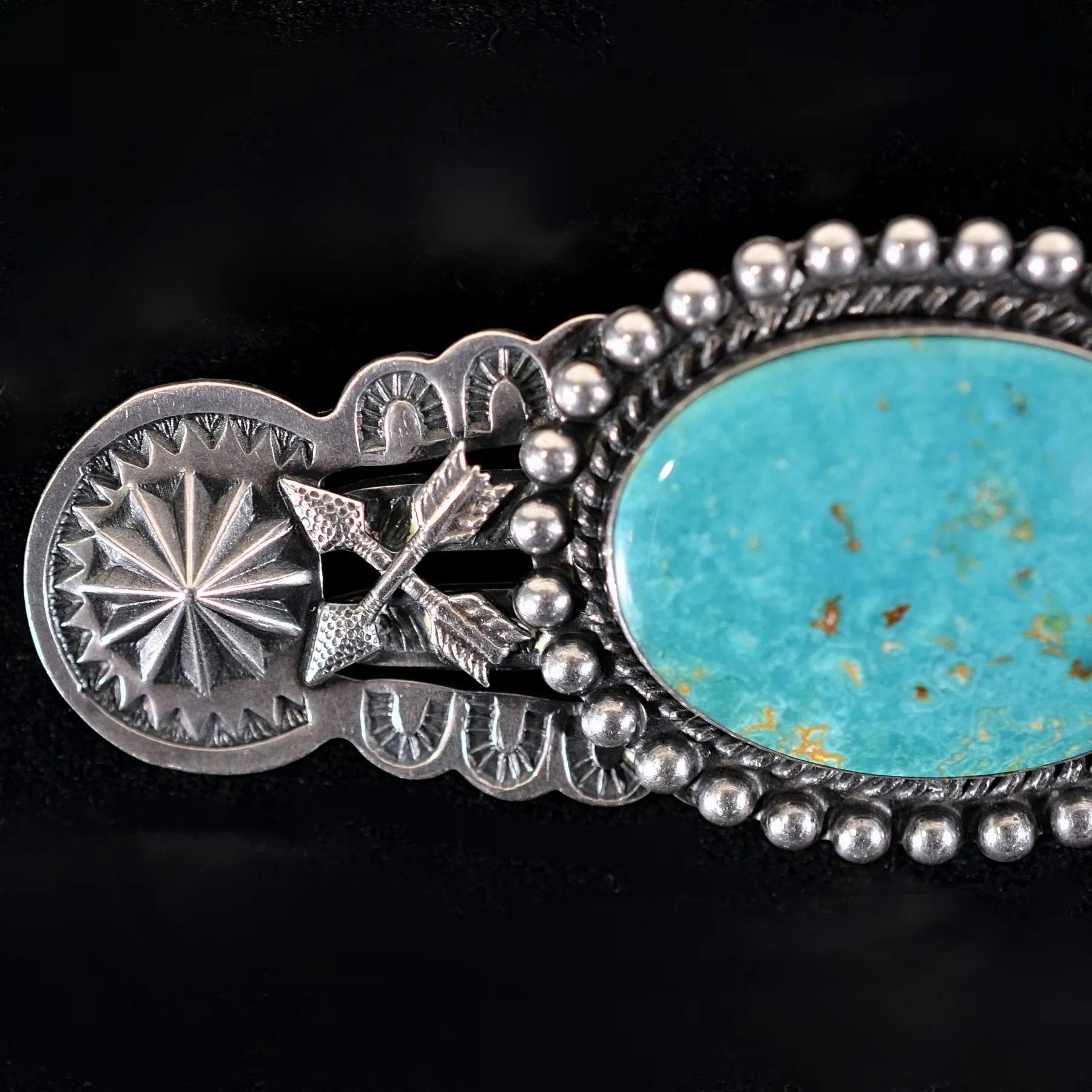 SOLD Vintage Fred Harvey Style Large Sterling Turquoise Brooch/Pin 31.5 Grams