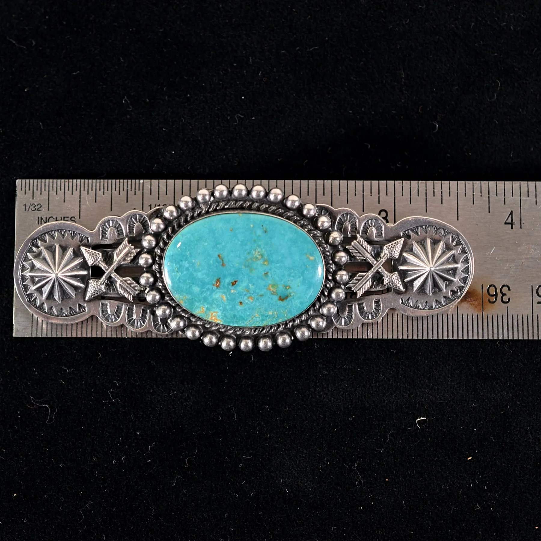 SOLD Vintage Fred Harvey Style Large Sterling Turquoise Brooch/Pin 31.5 Grams