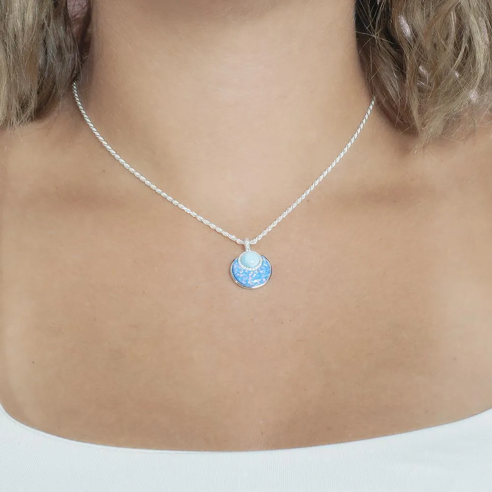 Sterling Silver Larimar & Opal Radiant Glow Pendant