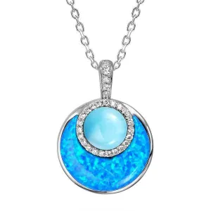 Sterling Silver Larimar & Opal Radiant Glow Pendant