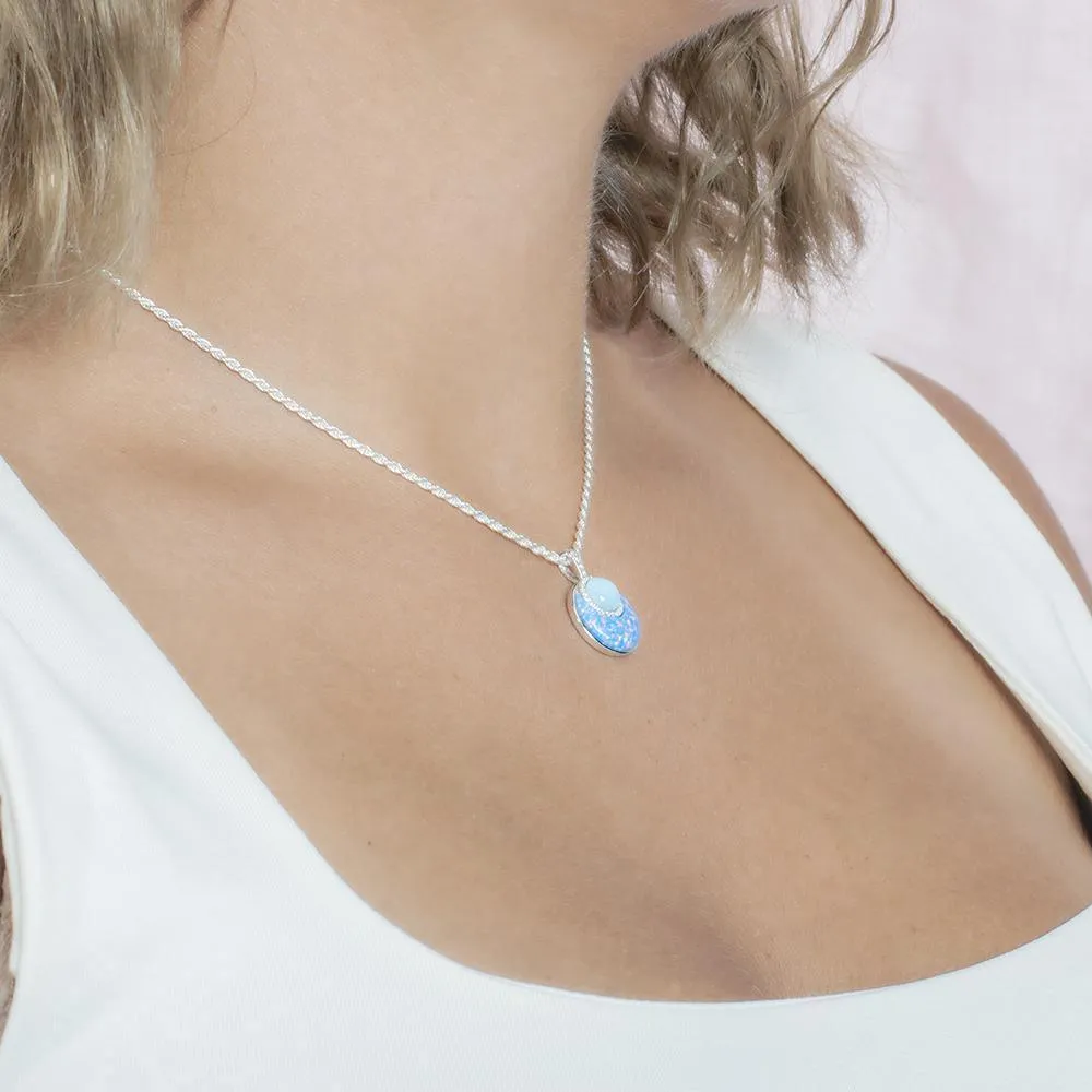 Sterling Silver Larimar & Opal Radiant Glow Pendant